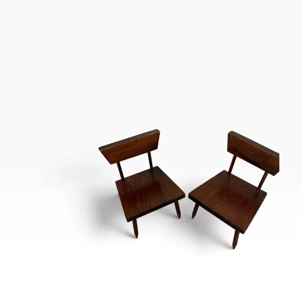 Vintage Strombecker Style Brown Wood Dollhouse Side/Dining Chair